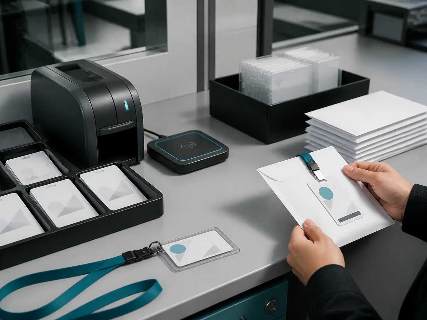 RFID-Mitarbeiterausweise in einer professionellen, markenfreien Anwendung